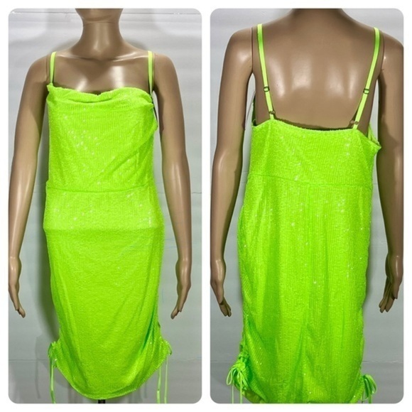 NWT WILD FABLE LIME SEXY SEQUIN PARTY DRESS SIZE XL - Picture 1 of 8